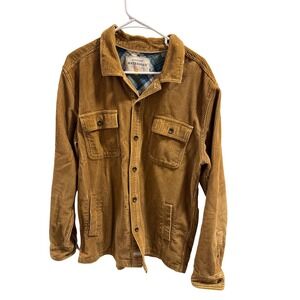 Quiksilver Waterman Mens L Corduroy Shirt Jacket Brown Plaid Lined 90's Y2K